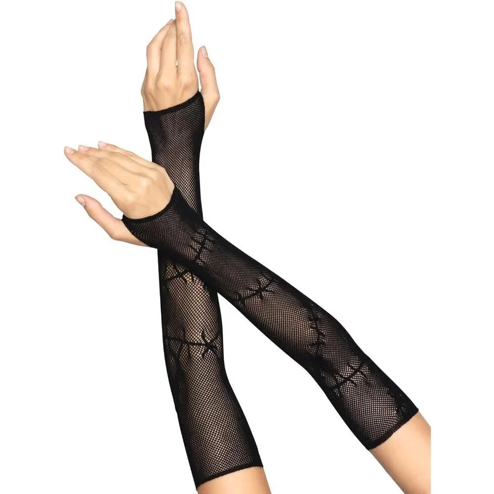 Women’s Fishnet Arm Warmers Black Gothic Accessories for Costume or Night Out